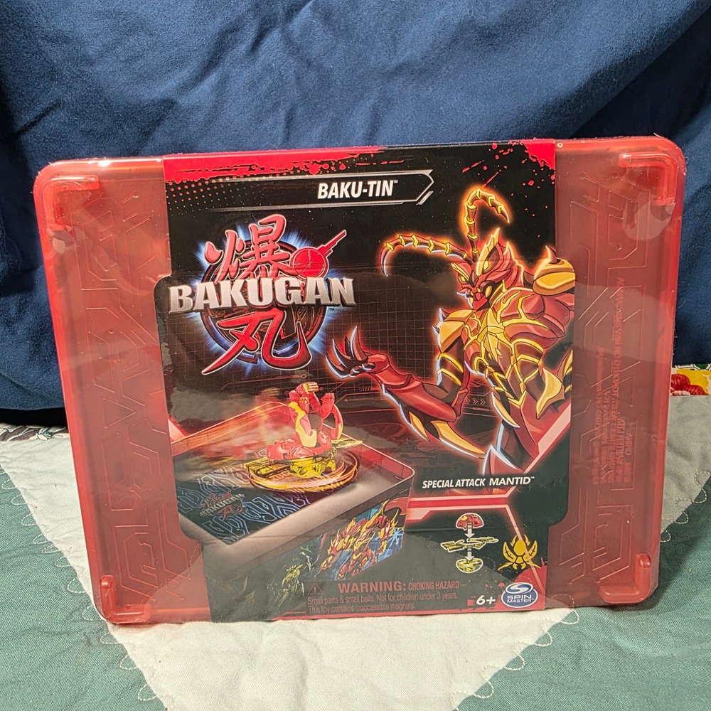 Bakugan Baku-Tin Storage Case Kids OS Red Special Attack Mantid New Sealed